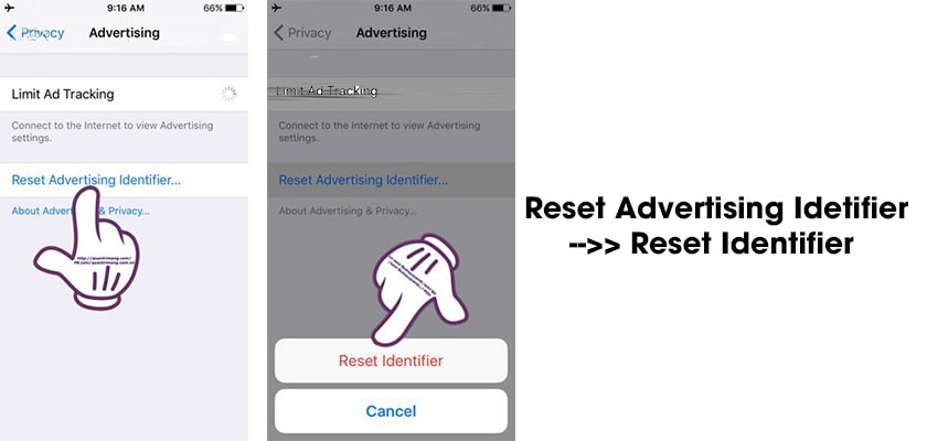 chọn Reset Advertising Identifier