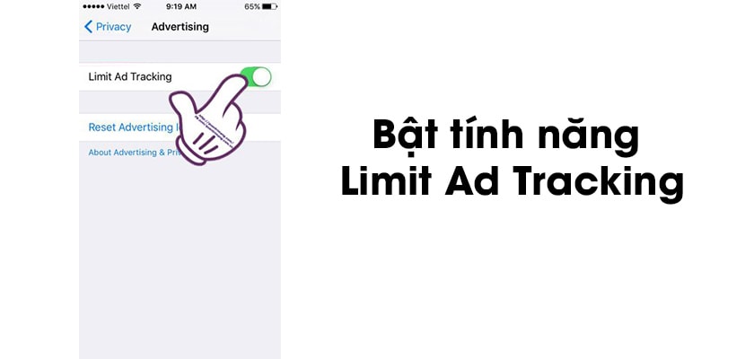 kích hoạt tính năng Limit Ad Tracking