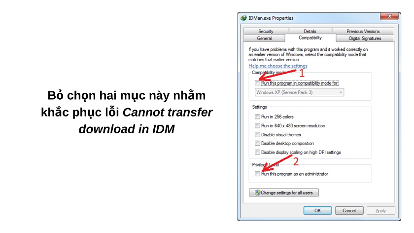 Lỗi "Cannot transfer download in IDM"