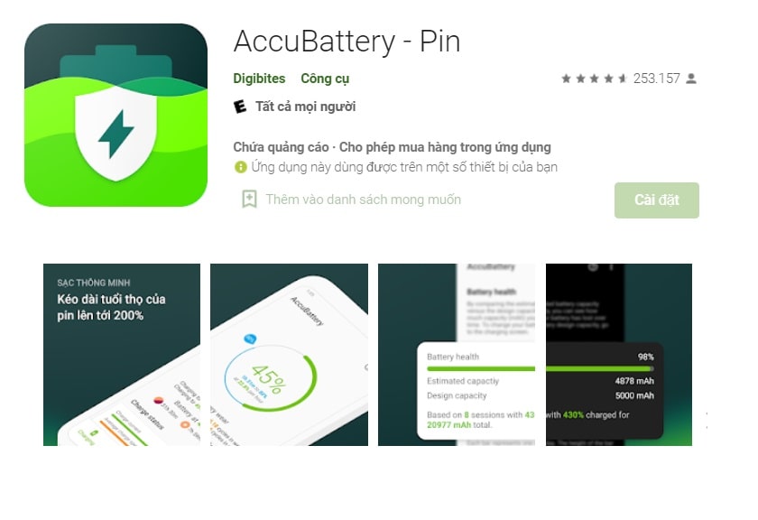 Cách kiểm tra độ chai pin Samsung Note 5 bằng Android Accu​Battery