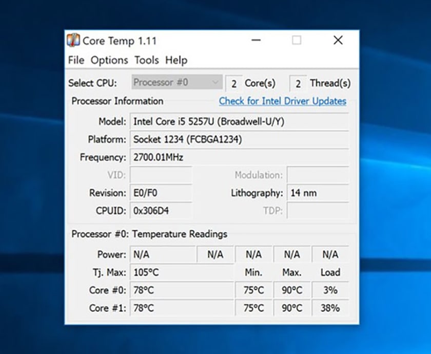 Core Temp – Phần mềm kiểm tra và theo dõi nhiệt độ ổ cứng SSD, HDD