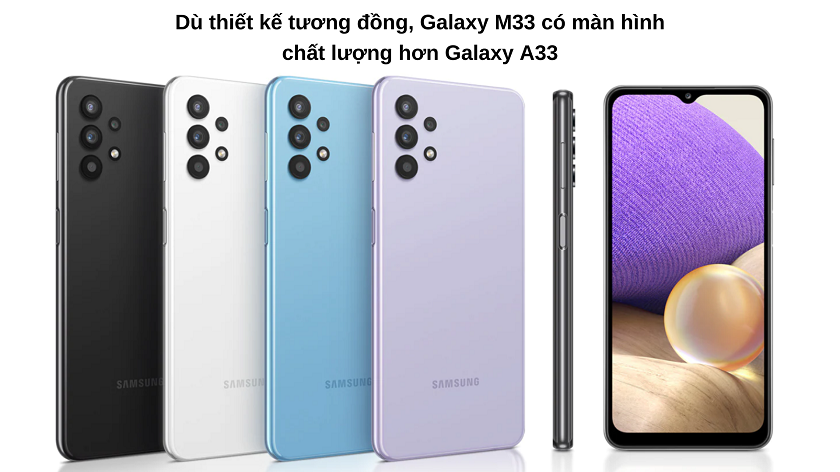 So sánh điện thoại Galaxy A33 và Galaxy M33 của Samsung