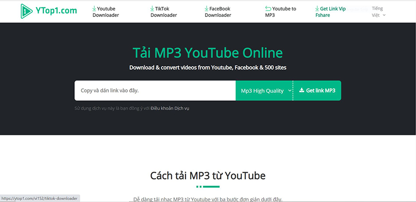 Sử dụng Ytop1 để tải nhạc Youtube về máy