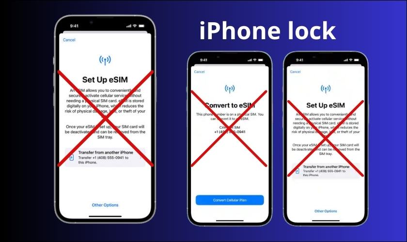 iphone lock không dùng được esim