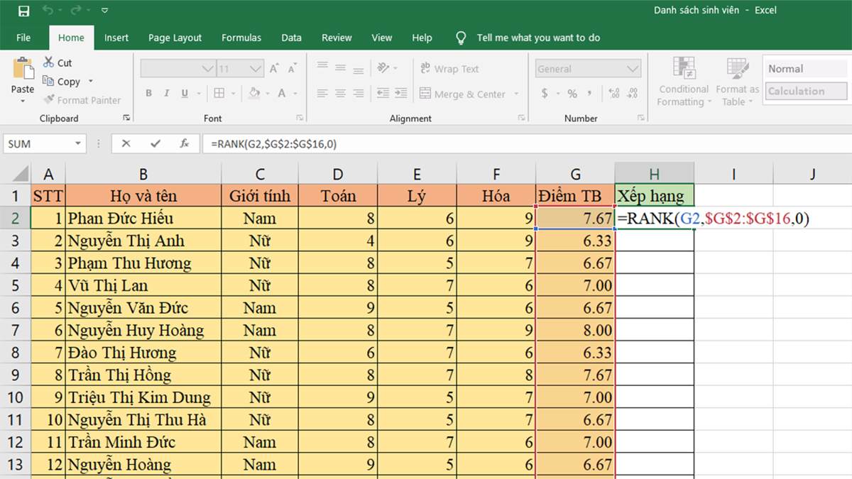 Hàm Rank trong Excel là gì?