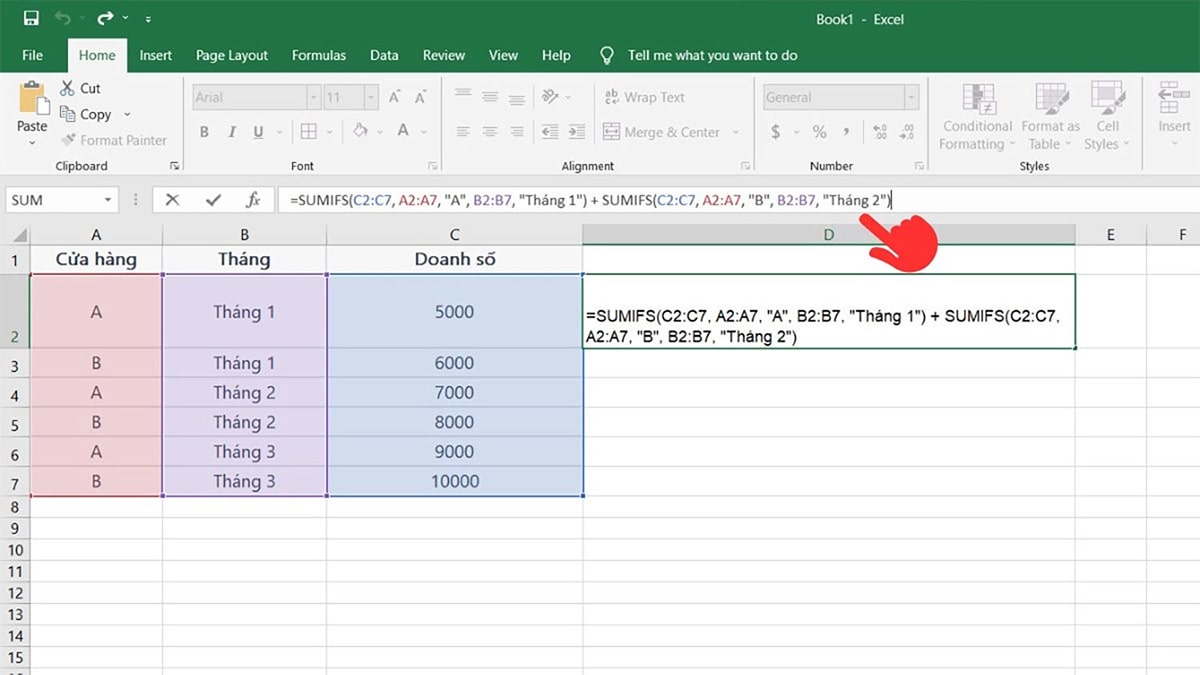 dùng hàm SUMIFS trong Excel