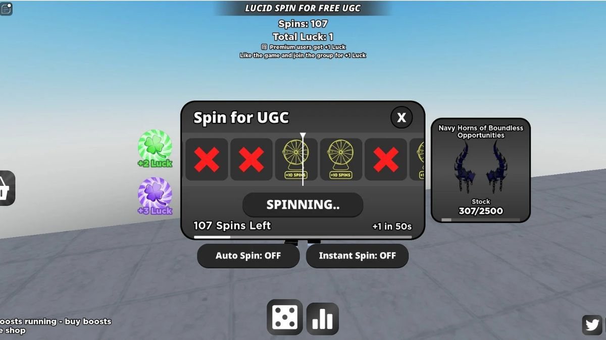 Danh sách code Spin for free UGC mới cập nhật