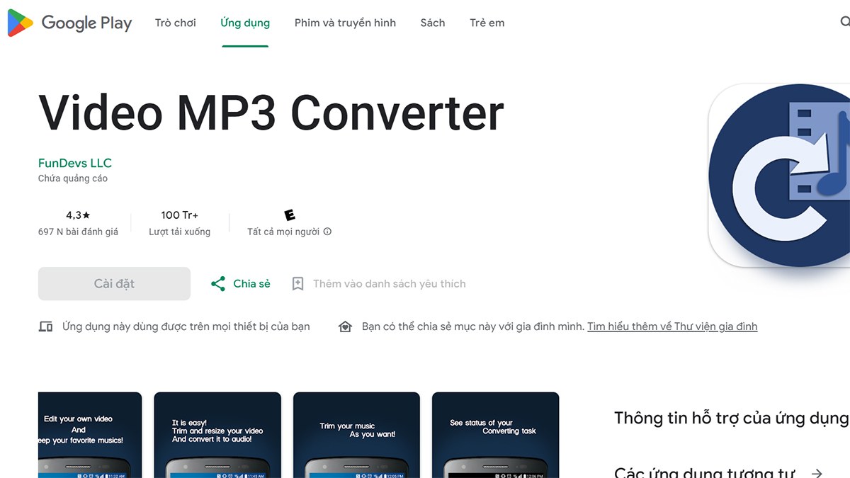 Sử dụng MP3 Video Converter