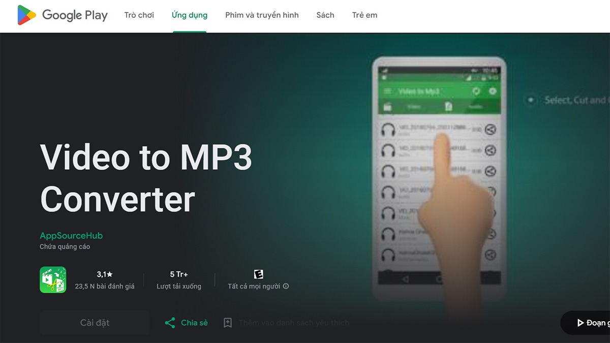 Chuyển mp4 sang mp3 sử dụng Video to MP3 Converter