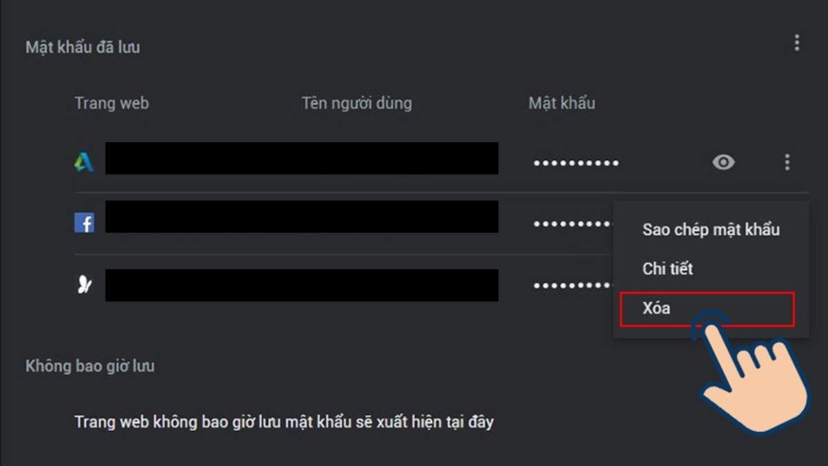 Tắt nhớ mật khẩu facebook