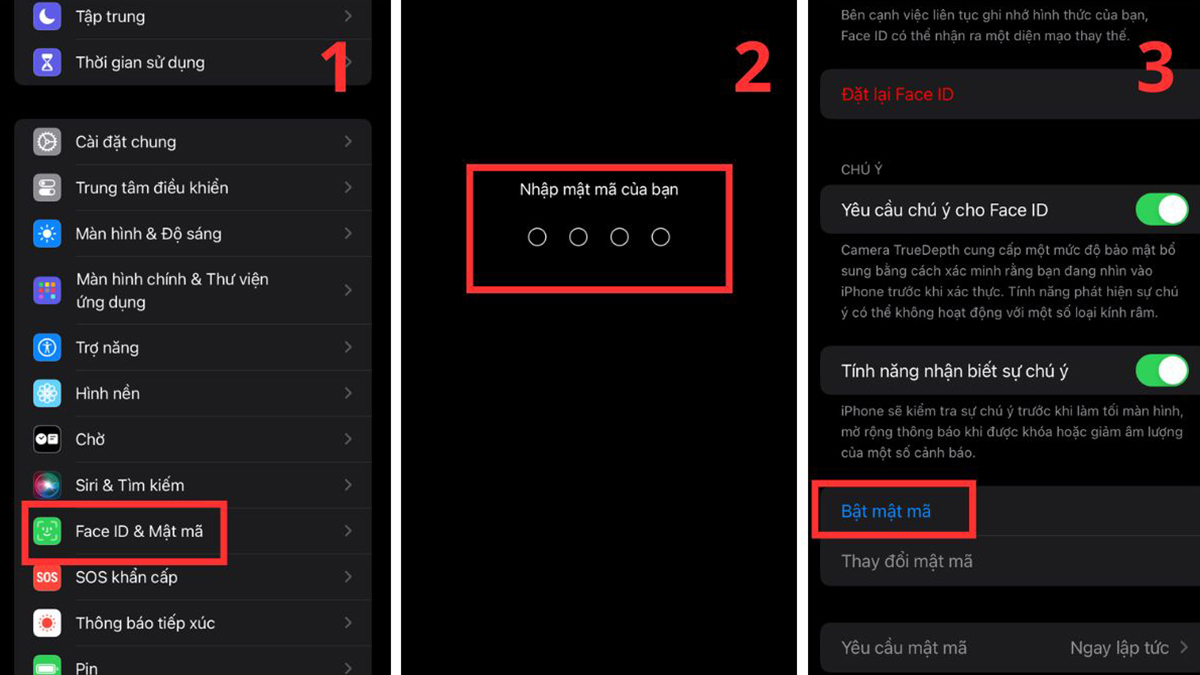 Cài mật khẩu iPhone bằng số