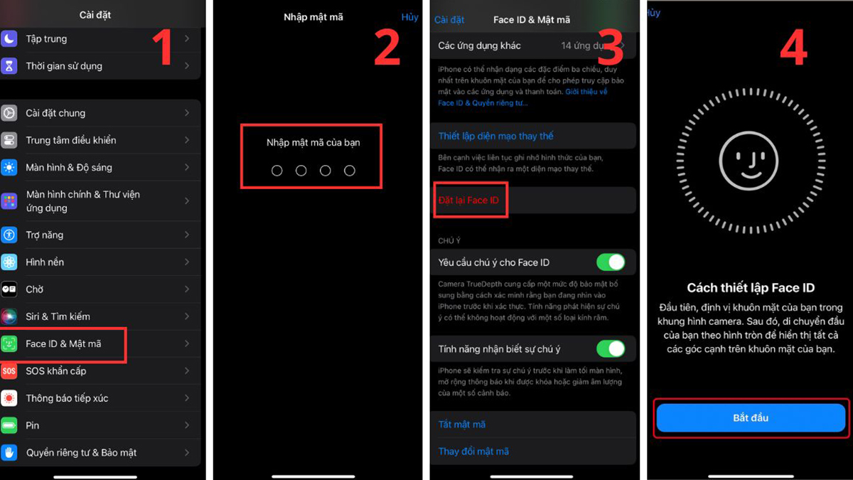 Cài mật khẩu bằng FaceID