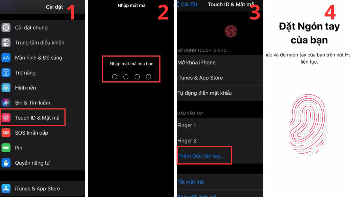 Cài mật khẩu bằng TouchID